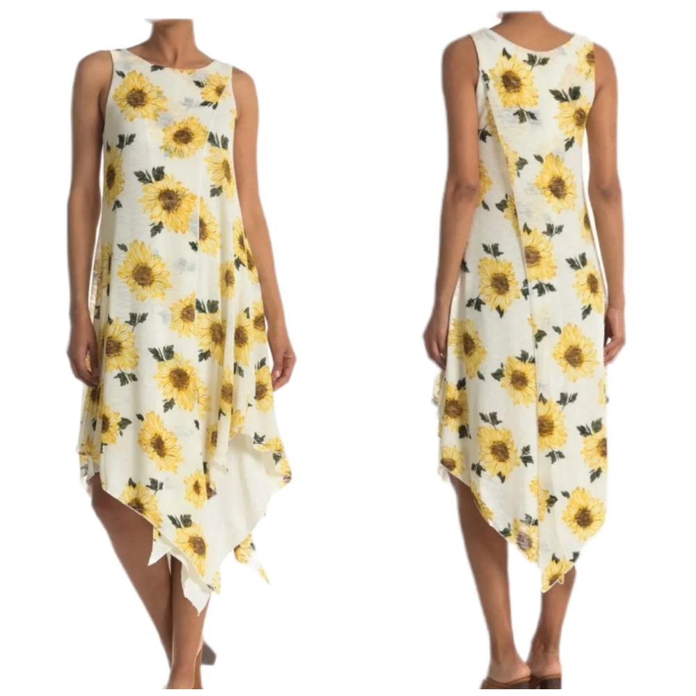 Papillon Sunflower Layered Sleeveless Hi-Low Maxi Dress Size M